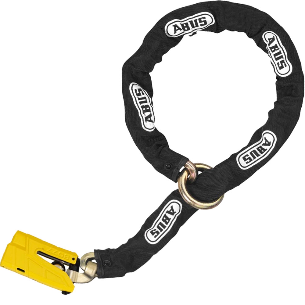 Abus Granit Detecto 8077 blocca disco freno giallo con catena + 12KS120 catena nera ad anello - 19005