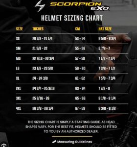 Scorpion storleksguide