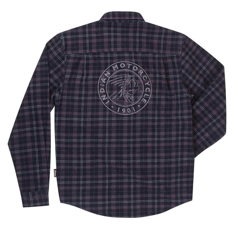 Indian Motorcycles Plaid Skjorta Herrskjorta Svart Mörkgrå Bak