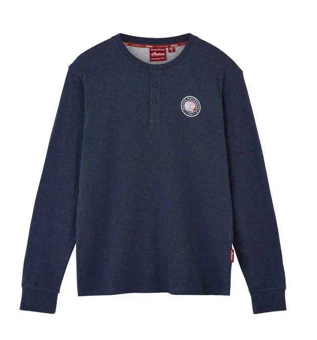 Indian Duofold Henley Long Sleeve T-Shirt, Navy