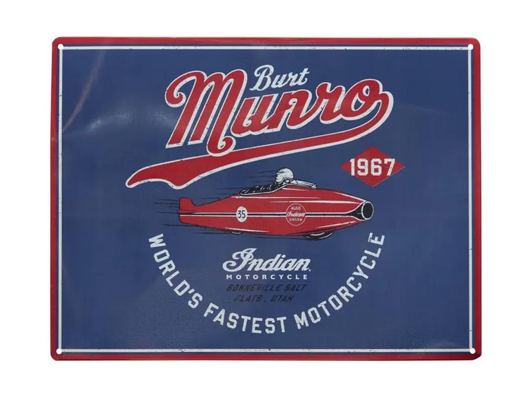 Indian Streamliner Metal Sign, Blue