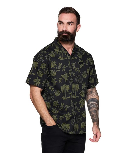 Men's Palm Print Script Icon Shirt, Green