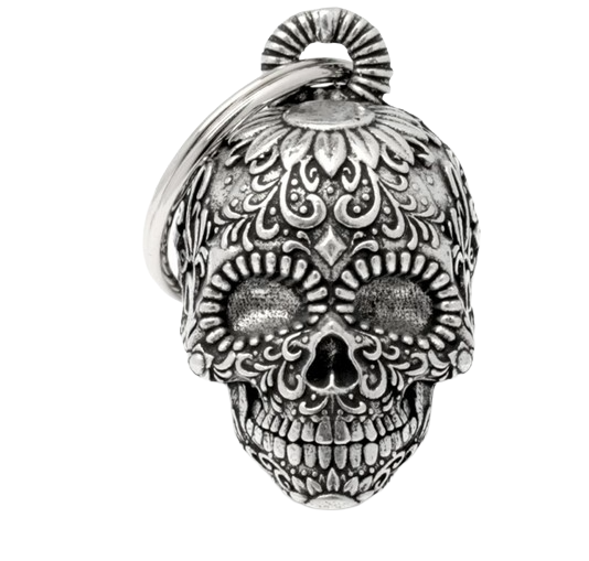 Guardian Bell 3D Skull BikerWith Flowers Mexican Candy